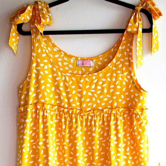 C+D+M Size Large Tie Straps Long Maxi Yellow Dress 95% Polyester 5% Spandex - Picture 1 of 5